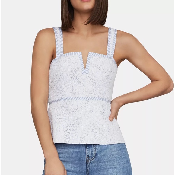 Lace & Striped Peplum Top - Picture 1 of 6